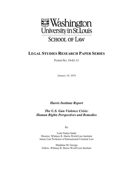 The US Gun Violence Crisis: Human Rights Perspectives and Remedies