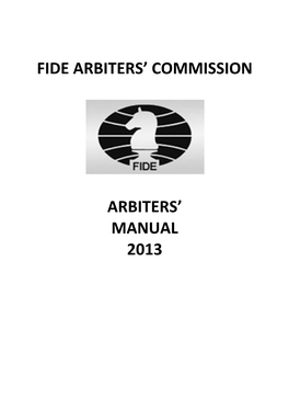 Fide Arbiters' Commission Arbiters' Manual 2013