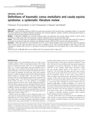 Definitions of Traumatic Conus Medullaris and Cauda