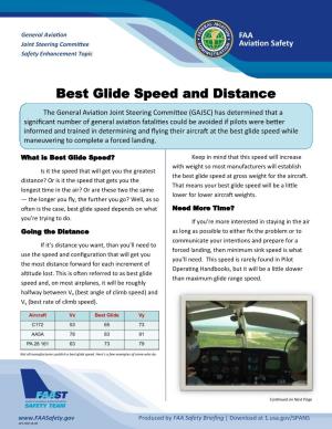 Best Glide Speed and Distance