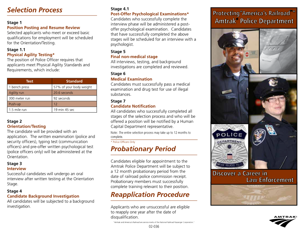 Selection Process Amtrak® Police