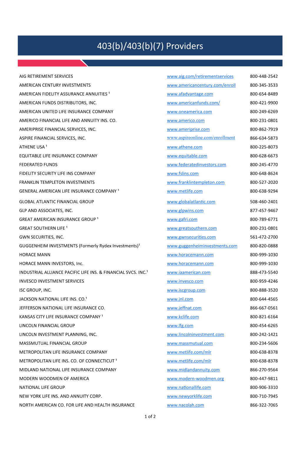 403(B)/403(B)(7) Providers