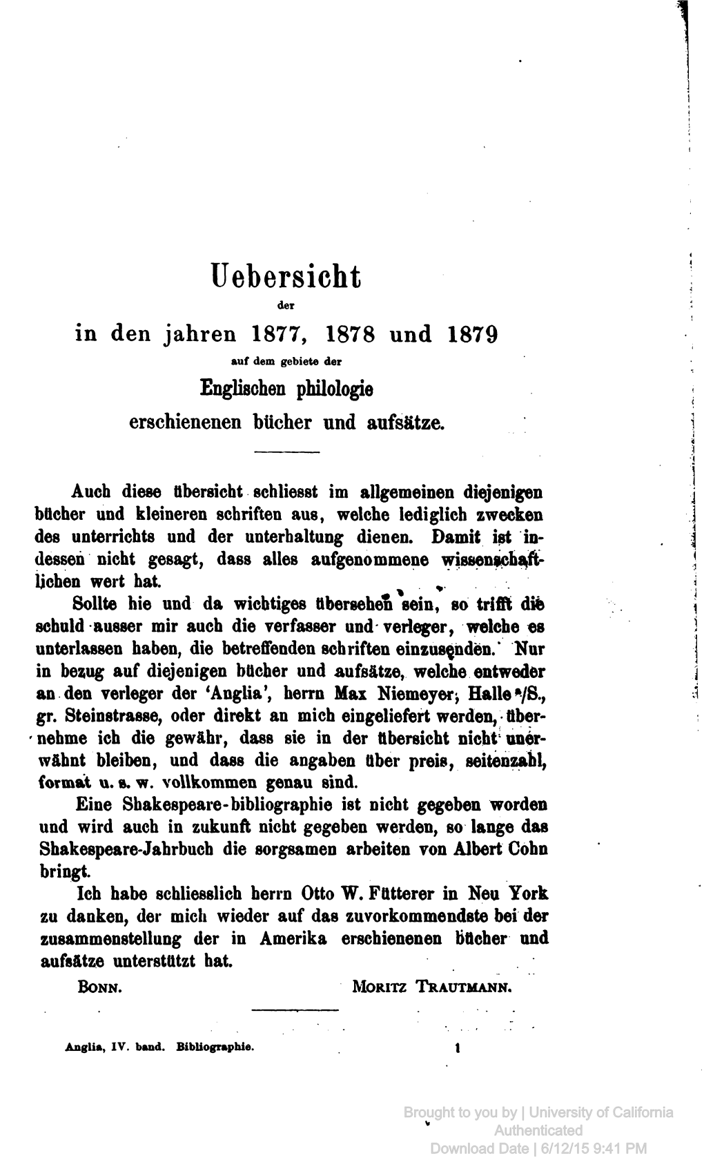 Uebersicht Der in Den Jähren 1877, 1878 Und 1879 Auf Dem Gebiete Der Englischen Philologie Erschienenen Bttcher Und Aufsätze