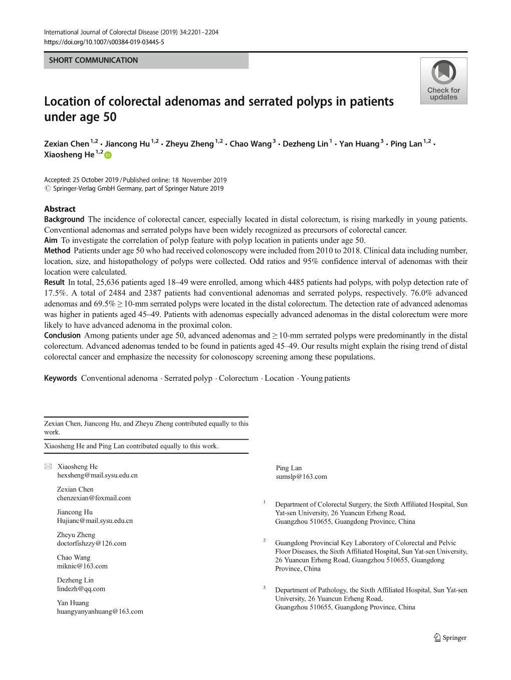 Location of Colorectal Adenomas and Serrated Polyps in Patients Under Age 50