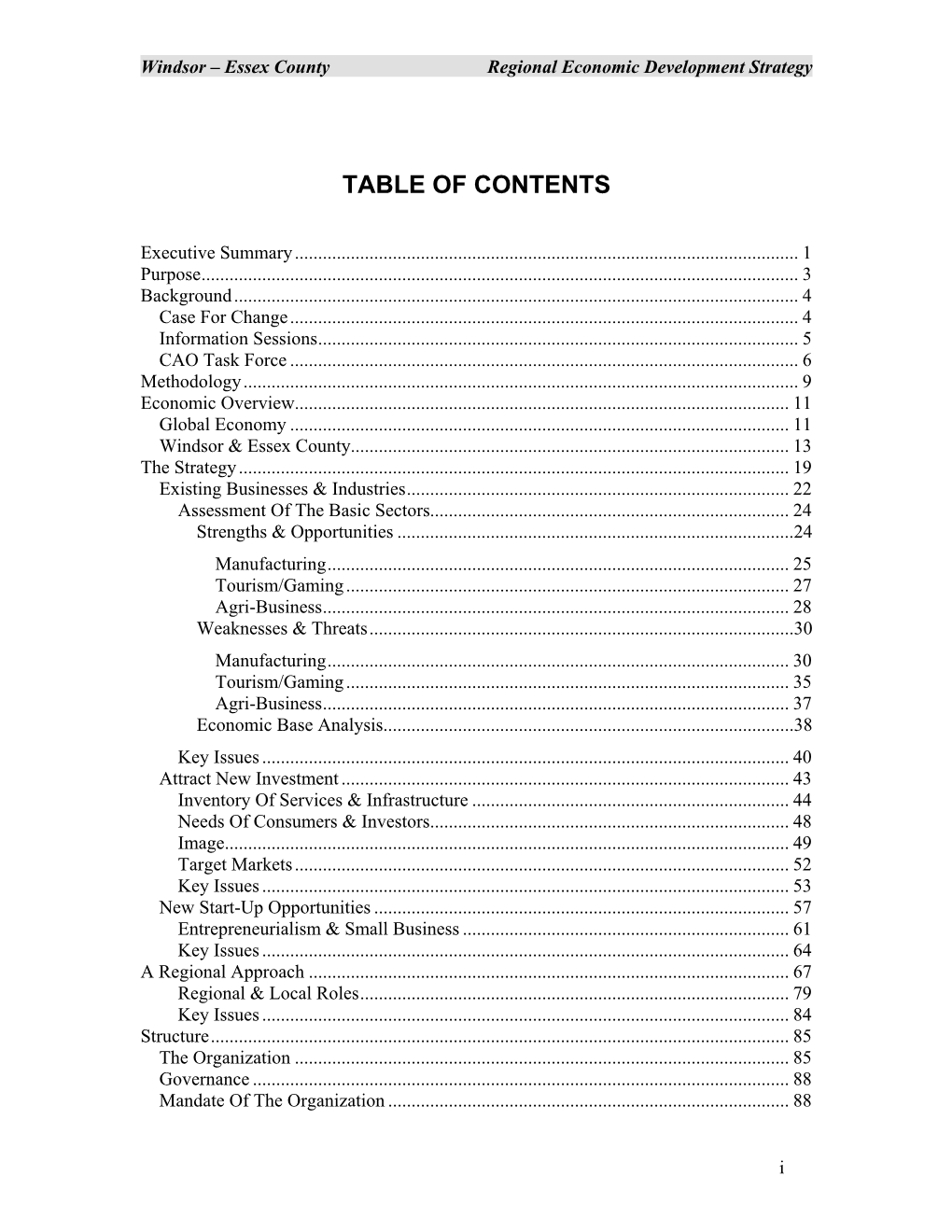 Table of Contents