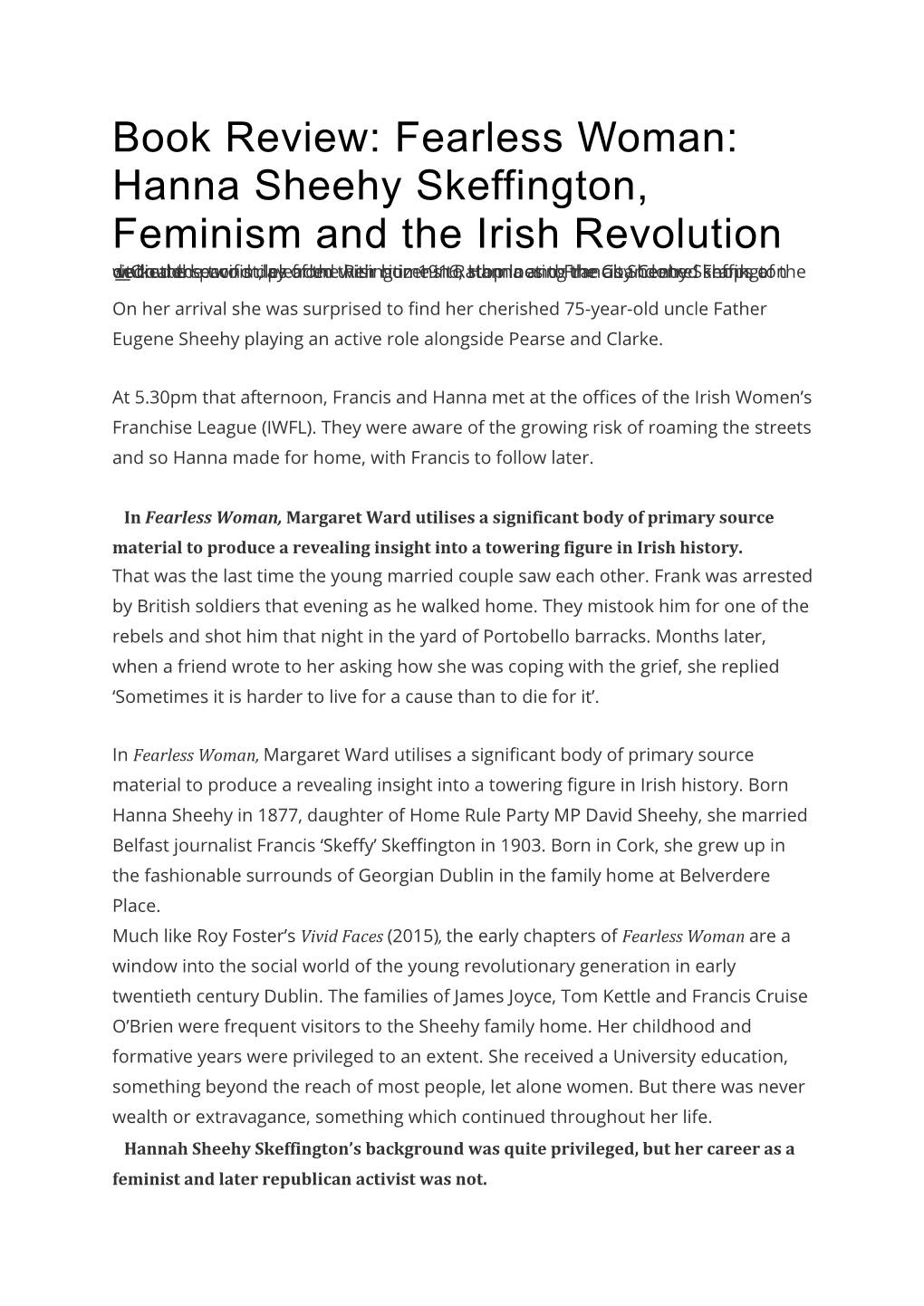 Hanna Sheehy Skeffington, Feminism and the Irish Revolution