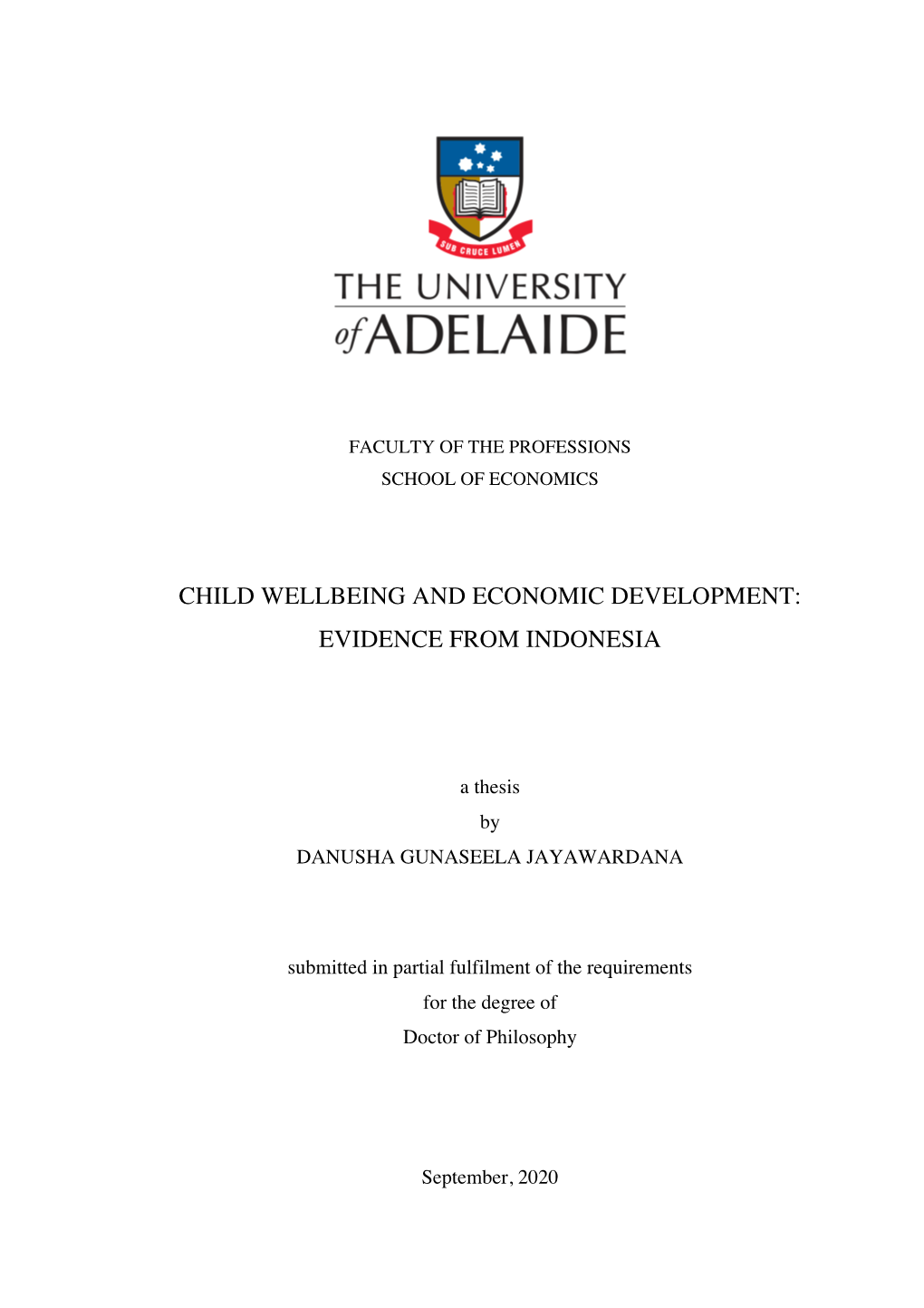 Child Wellbeing and Economic Development: Evidence from Indonesia