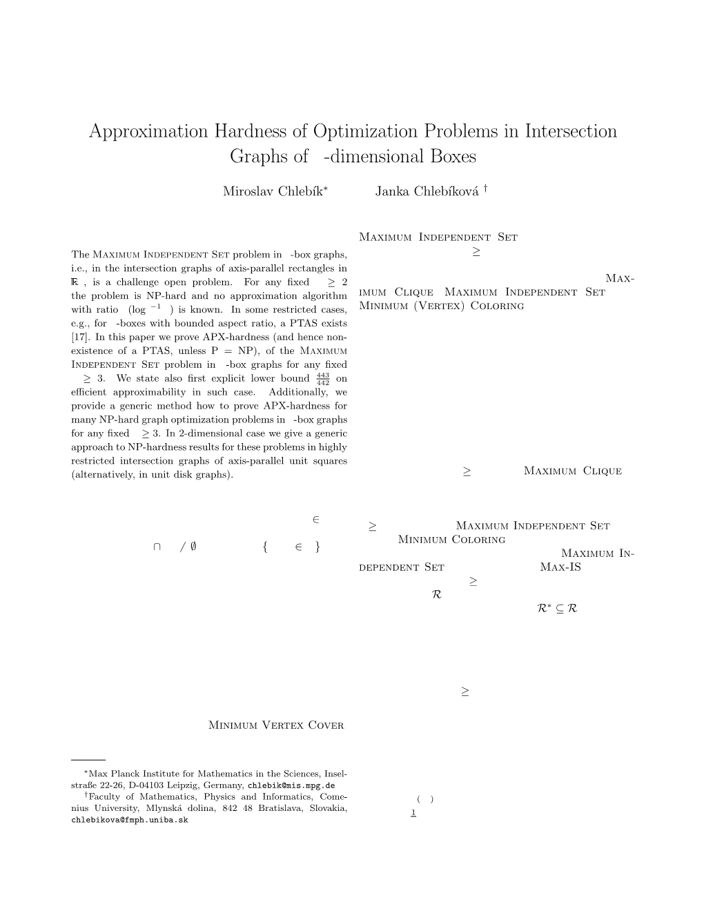 Approximation Hardness of Optimization Problems in Intersection Graphs of D-Dimensional Boxes