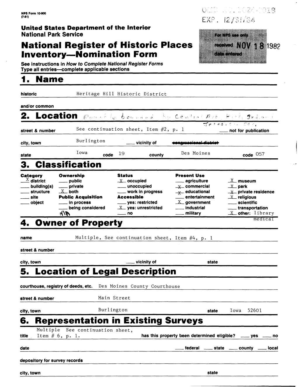 3. Classification 4. Owner of Property