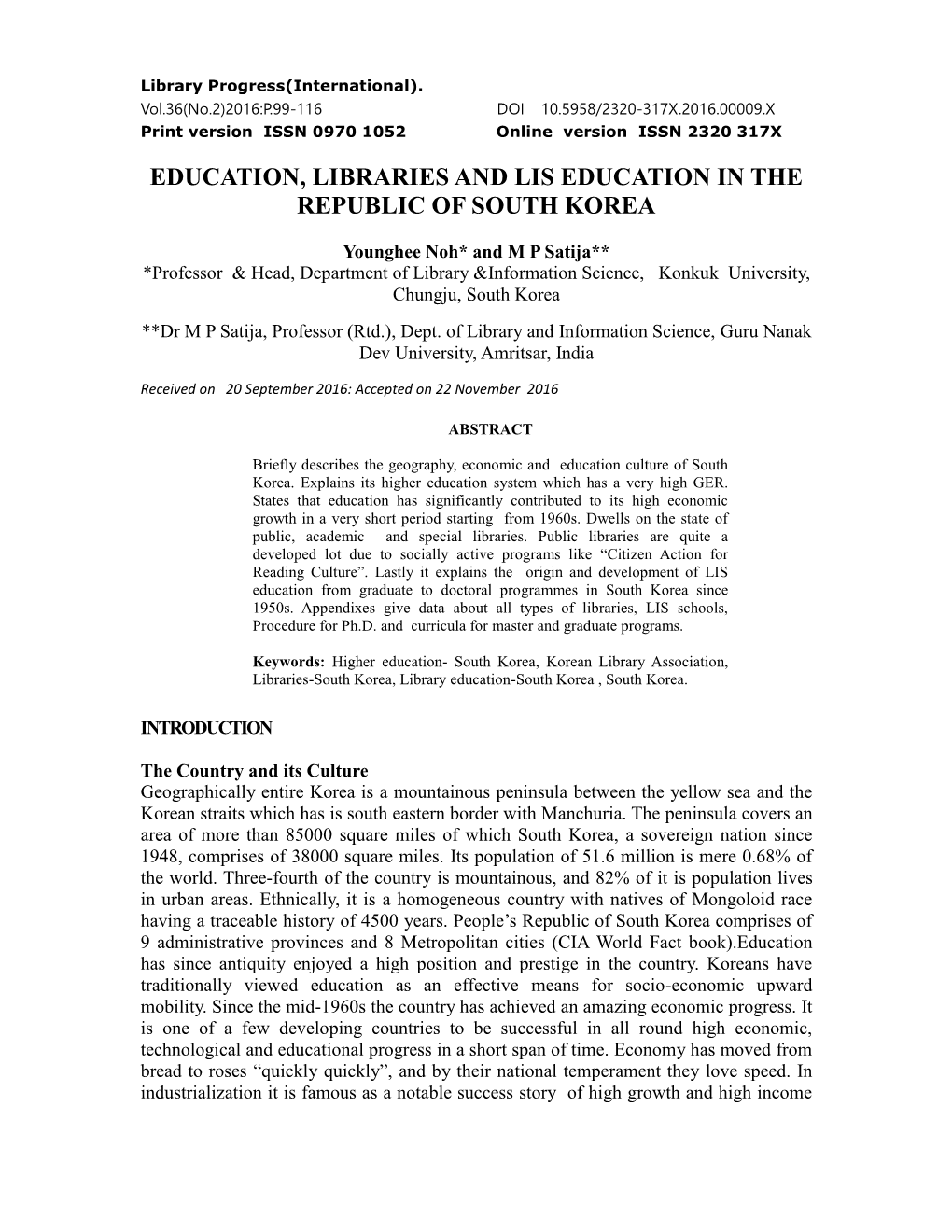 Education, Libraries and Lis Education in the Republic of South Korea