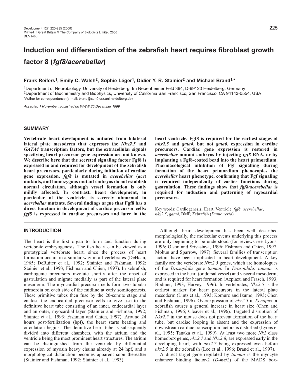 Fgf8 Induces Heart Development 227