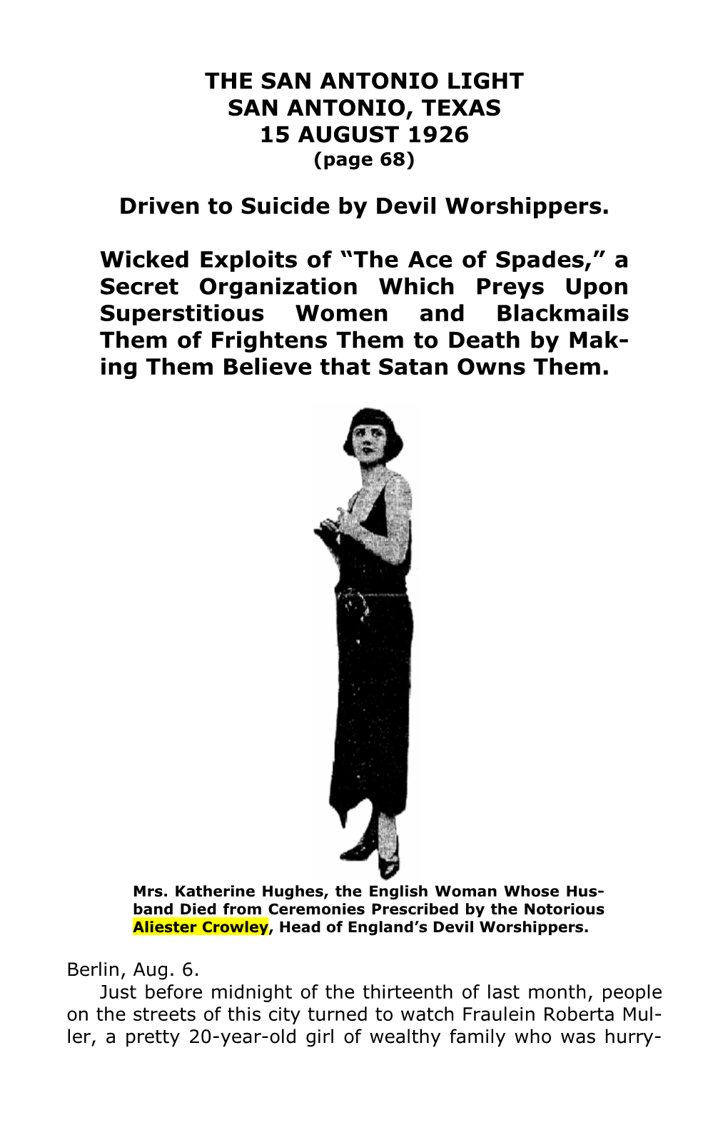 THE SAN ANTONIO LIGHT SAN ANTONIO, TEXAS 15 AUGUST 1926 (Page 68)