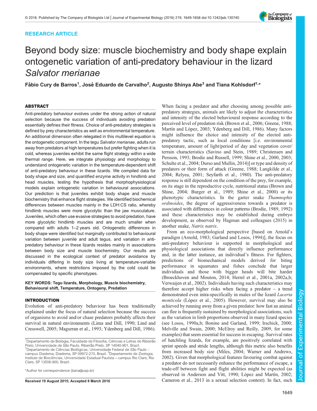 Muscle Biochemistry and Body Shape Explain Ontogenetic Variation of Anti