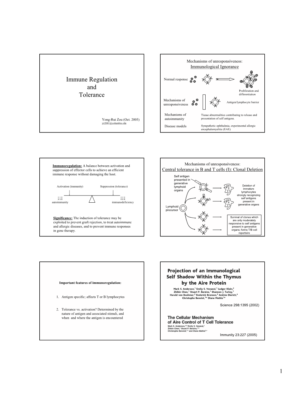 Immune Regulation and Tolerance