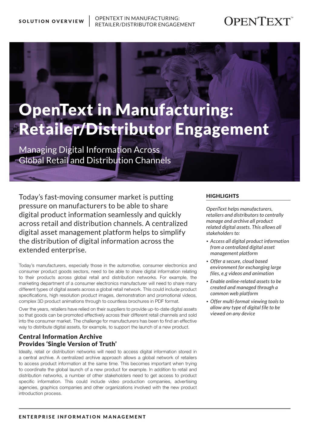 Opentext in Manufacturing Retailer/Distributer Engagement