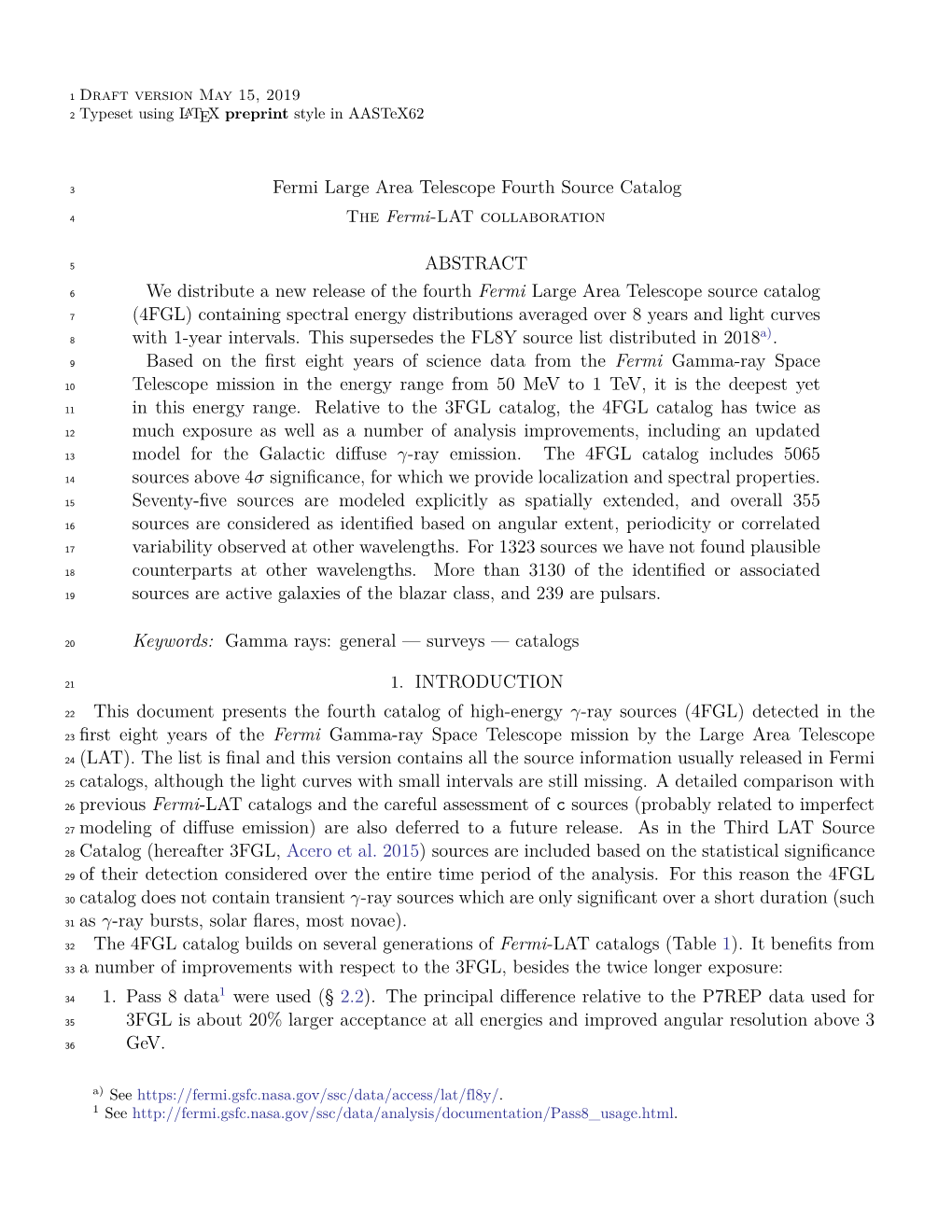Fermi Large Area Telescope Fourth Source Catalog ABSTRACT We Distribute a New Release of the Fourth Fermi Large Area Telescope
