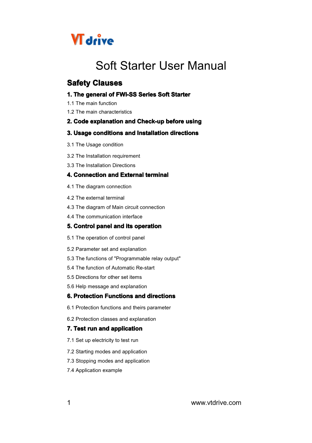 Soft Starter User Manual Safety Clauses 1