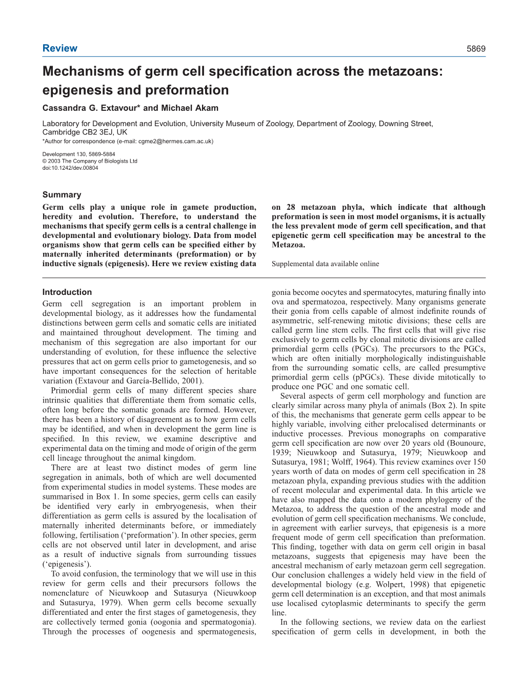 Mechanisms of Germ Cell Specification Across the Metazoans