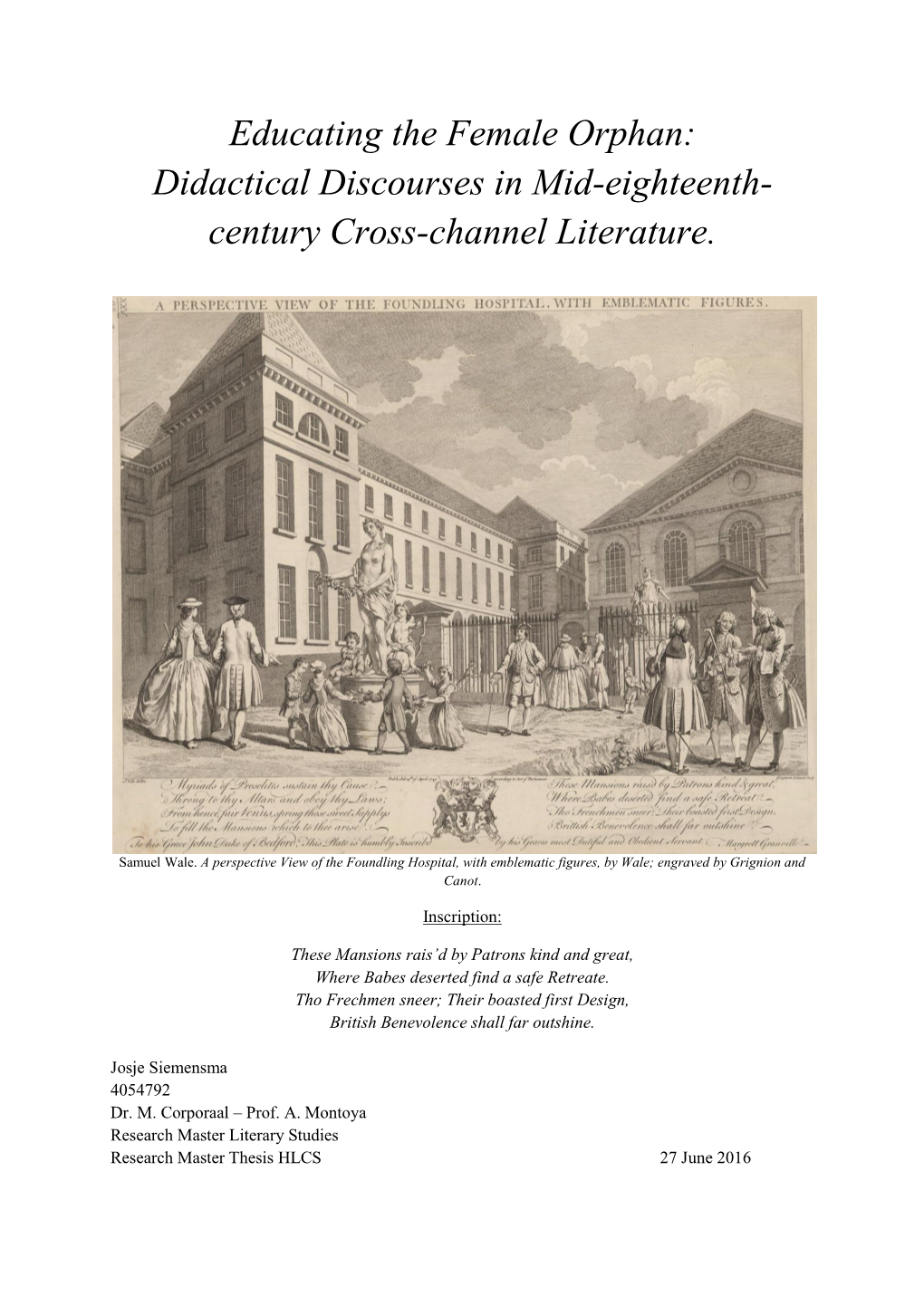 Educating the Female Orphan: Didactical Discourses in Mid-Eighteenth- Century Cross-Channel Literature