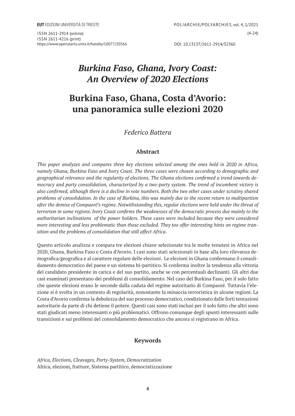 Burkina Faso, Ghana, Ivory Coast: an Overview of 2020 Elections