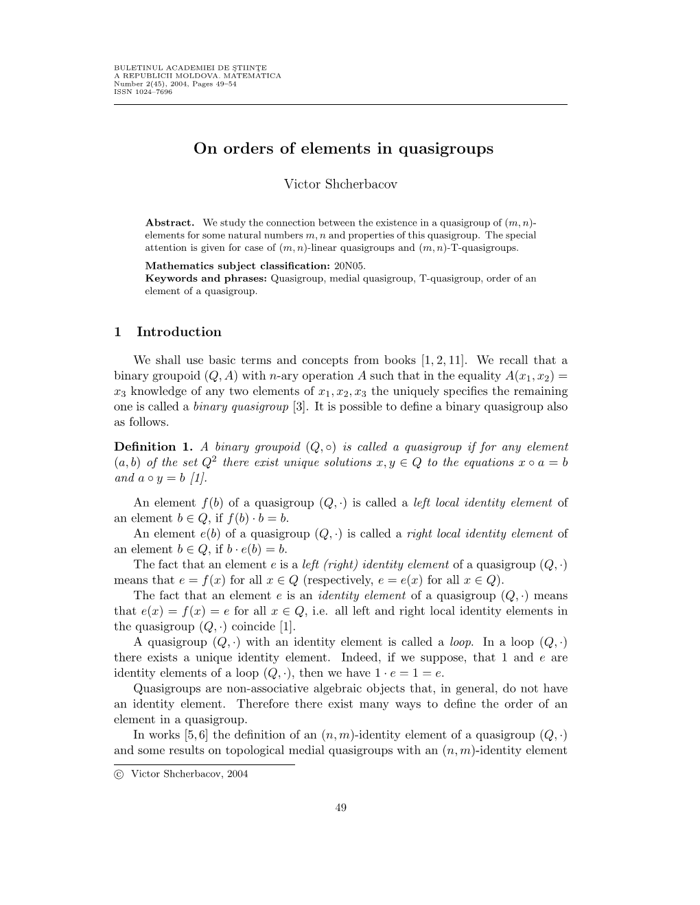 On Orders of Elements in Quasigroups