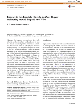 Imposex in the Dogwhelk (Nucella Lapillus): 22-Year Monitoring Around England and Wales