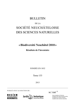Société Neuchâteloise Des Sciences Naturelles