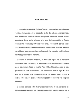 277 CONCLUSIONES La Obra Gubernamental De Cipriano Castro