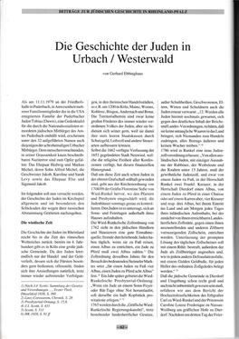 Urbach / Westerwald Die Geschichte Der Juden In