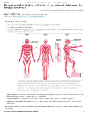 Dermatomal Distribution | Definition of Dermatomal Distribution by Medical