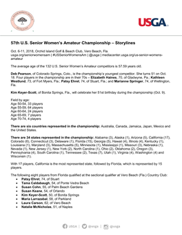 57Th U.S. Senior Women's Amateur Championship – Storylines