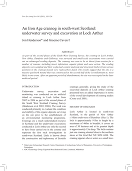 An Iron Age Crannog in South-West Scotland: Underwater Survey and Excavation at Loch Arthur