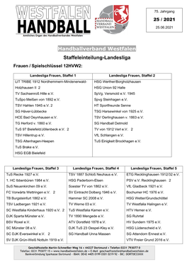 Handballverband Westfalen Staffeleinteilung-Landesliga
