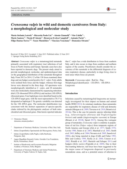 Crenosoma Vulpis in Wild and Domestic Carnivores from Italy: a Morphological and Molecular Study