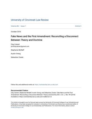 Fake News and the First Amendment: Reconciling a Disconnect Between Theory and Doctrine