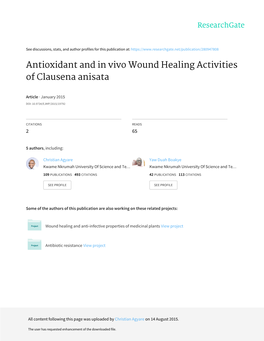 Antioxidant and in Vivo Wound Healing Activities of Clausena Anisata