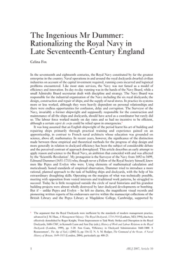 Rationalizing the Royal Navy in Late Seventeenth-Century England