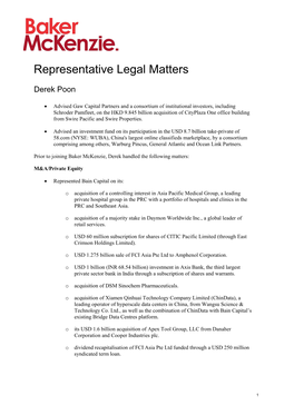 Representative Legal Matters