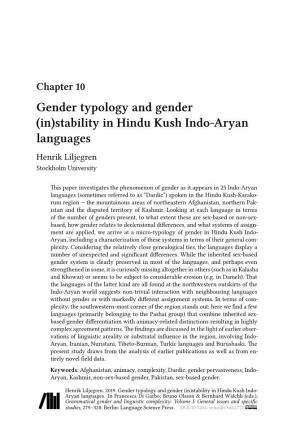 (In)Stability in Hindu Kush Indo-Aryan Languages Henrik Liljegren Stockholm University