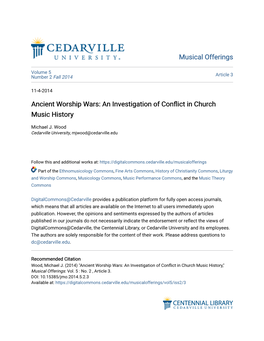 An Investigation of Conflict in Church Music History