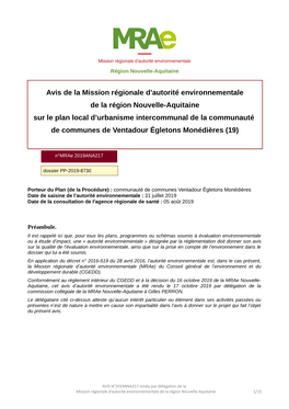 Avis De La Mission Régionale D'autorité Environnementale