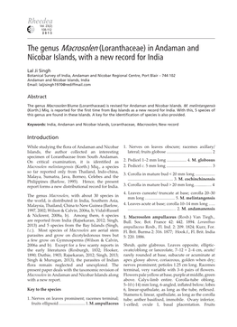 The Genus Macrosolen (Loranthaceae) in Andaman and Nicobar Islands, with a New Record for India