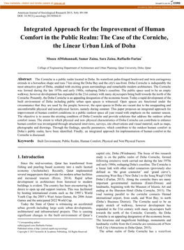 Integrated Approach for the Improvement of Human Comfort in the Public Realm: the Case of the Corniche, the Linear Urban Link of Doha