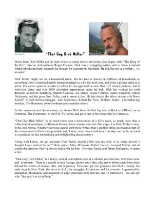 That Guy Dick Miller Long Synopsis 140520