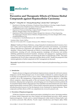 Preventive and Therapeutic Effects of Chinese Herbal Compounds Against Hepatocellular Carcinoma
