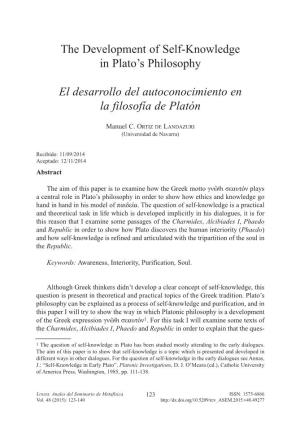 The Development of Self-Knowledge in Plato's Philosophy