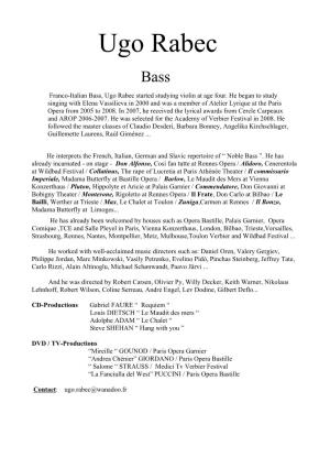 Ugo Rabec Bass Franco-Italian Bass, Ugo Rabec Started Studying Violin at Age Four