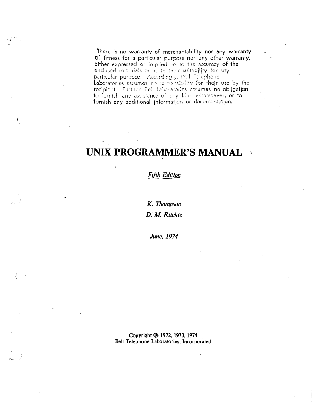 Unix Programmer's Manual