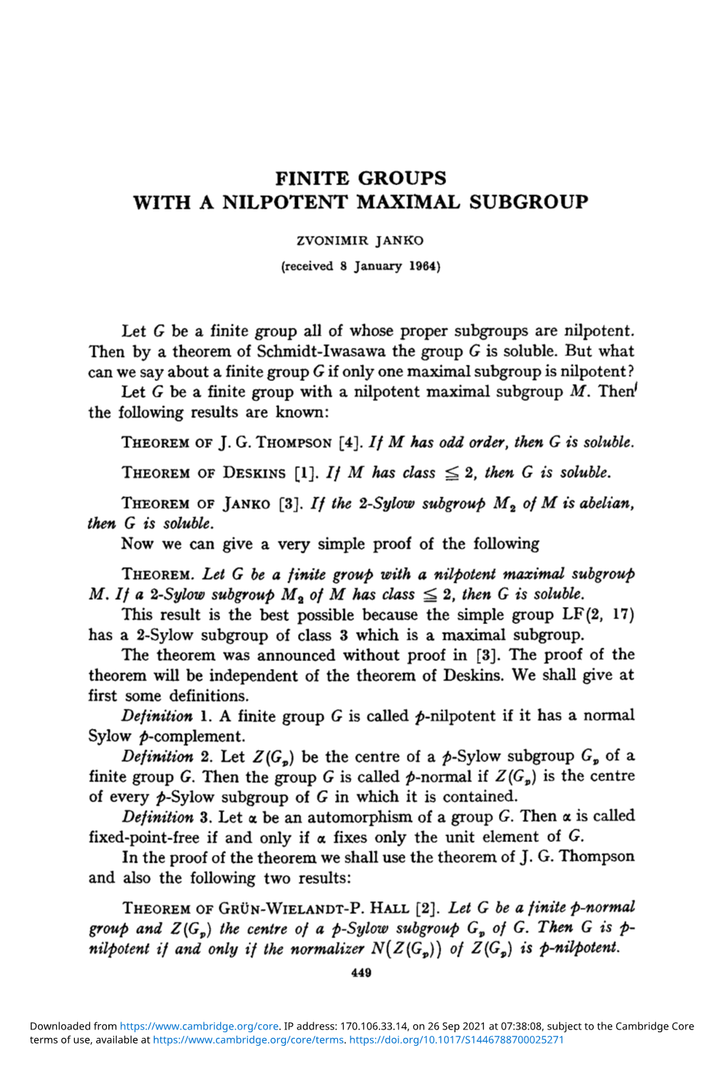 Finite Groups with a Nilpotent Maximal Subgroup