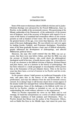 Christian Theology Were Advanced by the French Millenarian, Isaac La Peyrère, in the Middle of the Seventeenth Century